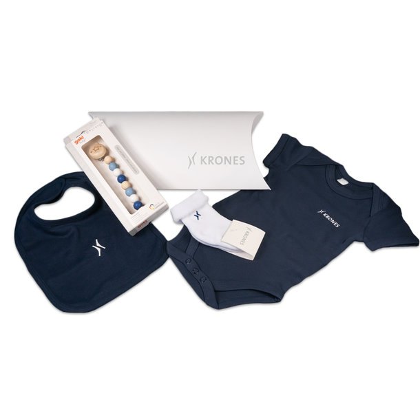 Krones baby bodysuit in front view