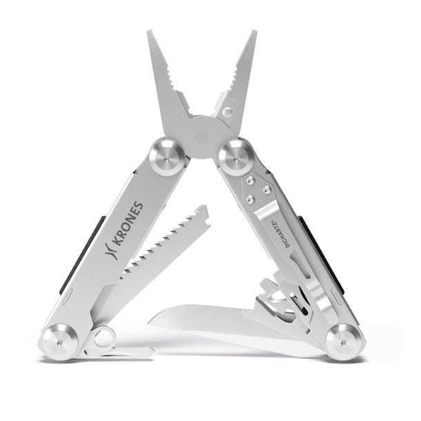 Krones stainless steel multitool with unfolded tools